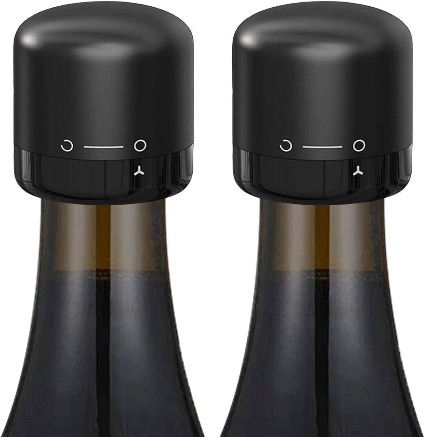 Wine Stopper 2-Pack, Silicone Sealed Wine Bottle Stopper, Twist-to-Seal Reusable Wine Sealer, Leak Proof Wine Toppers Stopper Keeps Wine Fresh, Black
