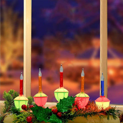 5-Count Bubble Light Candles, Plug-In Ivory Wire 3ft C7/E12 Base - Holiday Christmas Decoration (Variation: 5 Bubble Candle)