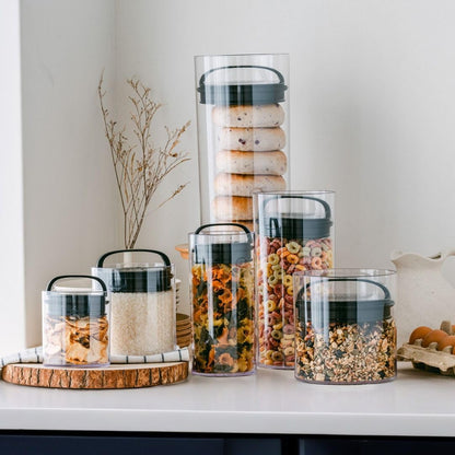 Prepara Evak Fresh Saver - Medium-Tall Airless Canister with Black Handle | 2.3 Quart, Clear