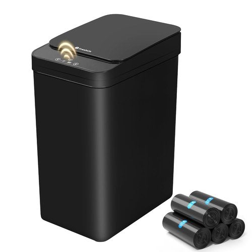 FRESHLIX Automatic Motion Sensor Trash Can - 2.6 Gallon Touchless Waterproof Bin | Black for Kitchen & Office