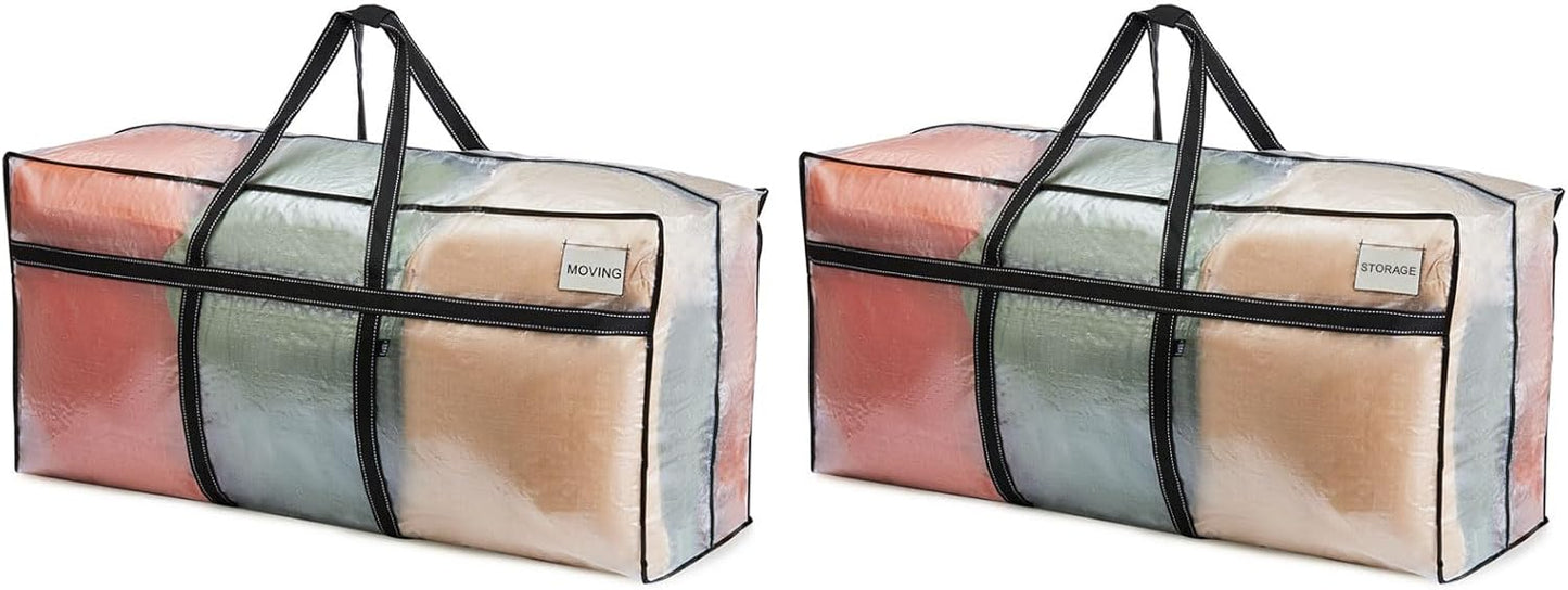 VENO Extra Large Moving Bags - Heavy Duty Storage Solution for College & Holiday Packing | Clear, 2 Pack