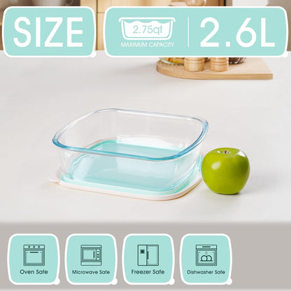 NUTRIUPS Glass Baking Dish - BPA-Free Lid & Square Design - Mint Green, 9 x 9 Inches