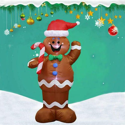 Gingerbread Man Inflatable Christmas Yard Decoration - 5ft Indoor/Outdoor Holiday Decor
