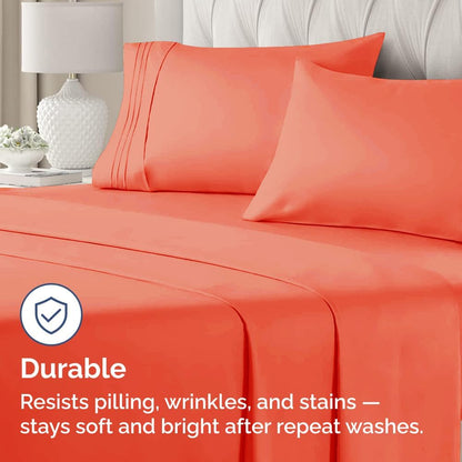 Skiennix Queen Pillow Cases Set of 2 | Ultra Soft Hotel Quality, Wrinkle-Free & Stain Resistant - Coral