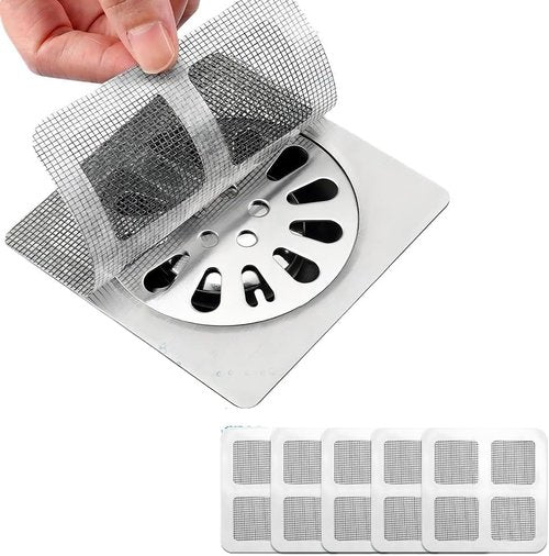 Disposable Hair Drain Stickers, New Upgrade Disposable Floor & Shower Drain Hair Catcher, Bathroom Shower Drain Protector with Mesh Cover & Square Screen (10)