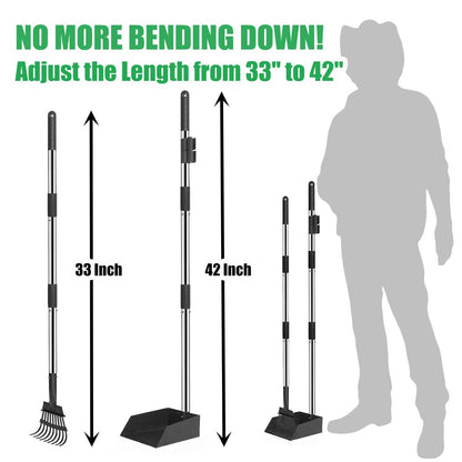 Yatmung Dog Poop Trash Can Outside - One-Stop Solution Pooper Scooper Set - 20L Dog Waste Trash Can Outdoor with Lid - Backyard, Yard - with Removable Inner Bin, Long Handle Metal Tray and Rake, Bags