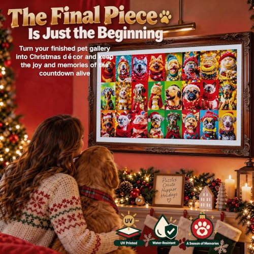 Christmas Puzzle Advent Calendar 2026 - 1600-Piece Plastic Puzzles for Adults, Red-Green Variation