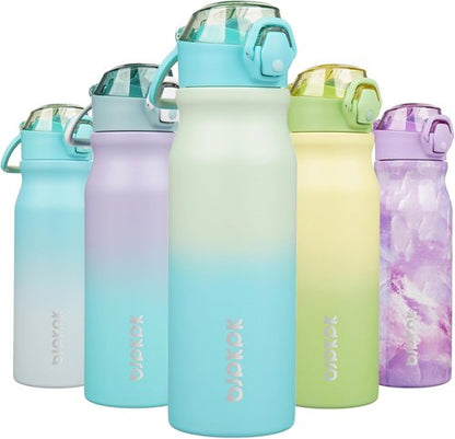 BJPKPK Stainless Steel Insulated Water Bottle - 25oz Reusable Thermal Flask with Straw Lid | Mint Color