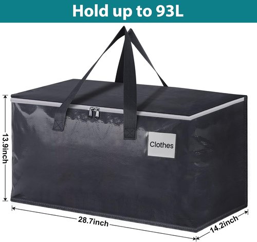 Fabspace Heavy Duty Moving Bags - Strong Zippers & Handles | Collapsible Storage Totes, 93L, 8-Pack