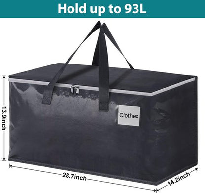 Fabspace Heavy Duty Moving Bags - Strong Zippers & Handles | Collapsible Storage Totes, 93L, 8-Pack