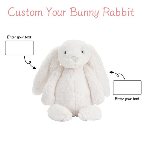 Dyoart Personalized Easter Bunny Rabbit, Custom Name Monogrammed Embroidered Bunny, Fluffy Rabbit with Long Ears,Plush Bunny Toy, Gift for Baby Kids(11.8inches)