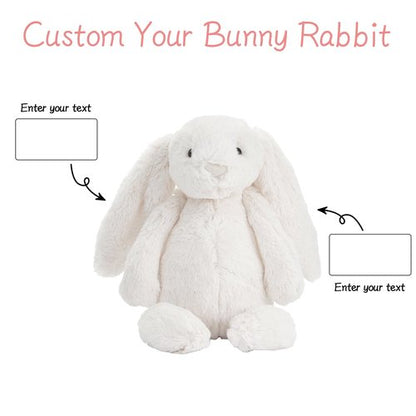 Dyoart Personalized Easter Bunny Rabbit, Custom Name Monogrammed Embroidered Bunny, Fluffy Rabbit with Long Ears,Plush Bunny Toy, Gift for Baby Kids(11.8inches)