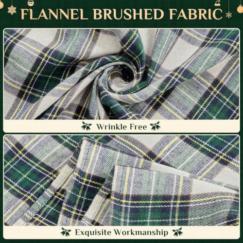 Christmas Checkered Table Runner - Green and White, 13 x 70 Inches, Plaid Holiday Decor
