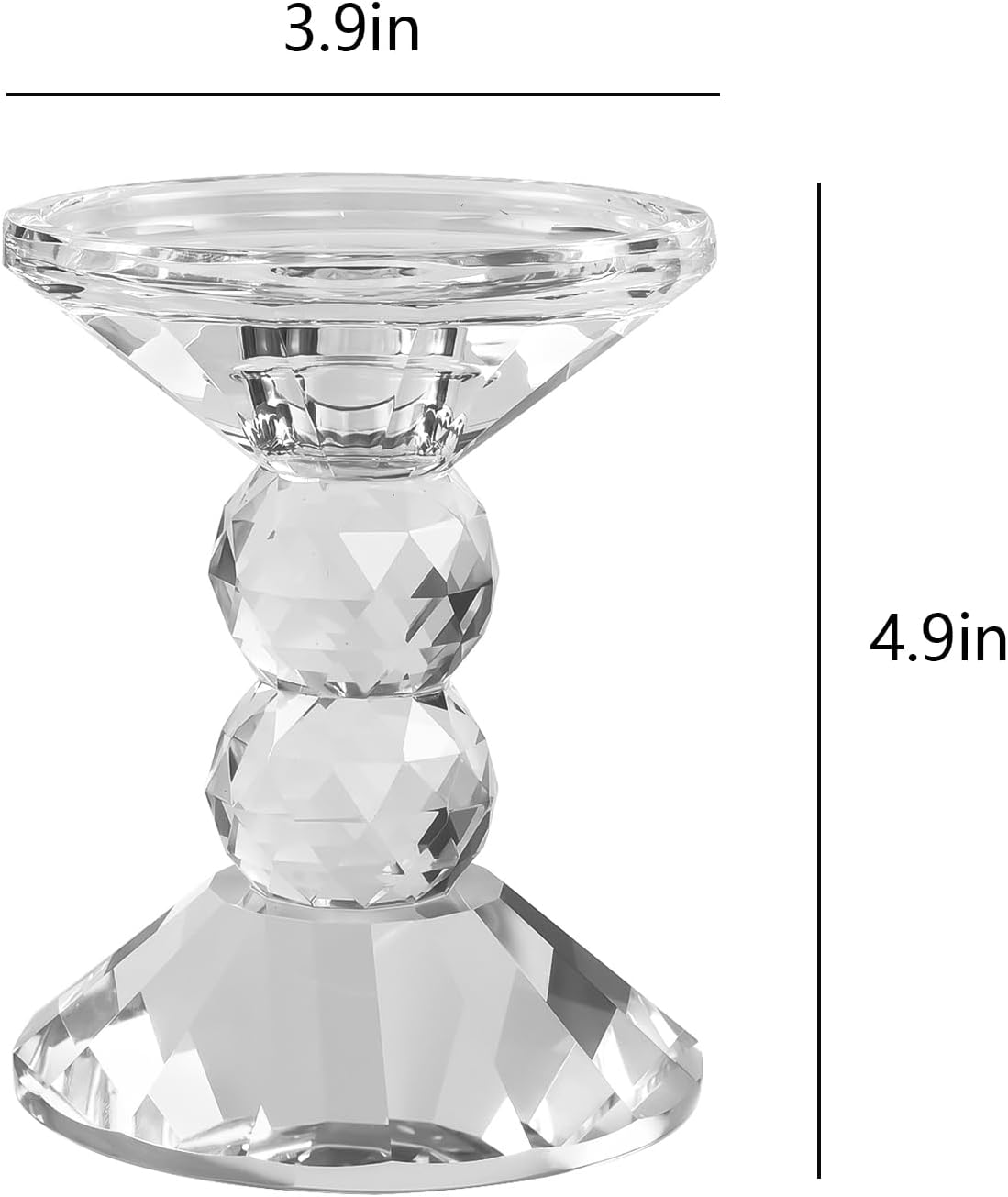 Skiennix 2-Pack Crystal Candle Holders - Elegant Clear Taper & Pillar Candlesticks | 4.9in Tall Home Decor