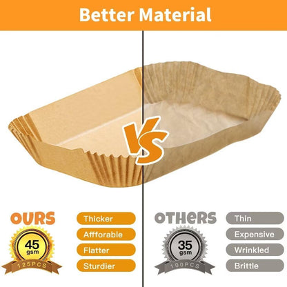 Ninja Air Fryer Liners - Disposable Parchment Paper for Dual Basket | 125pcs 8.7x5.5" Size