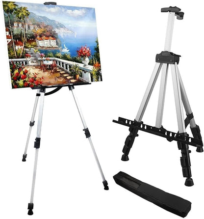 RRFTOK Art Easel Stand - Adjustable 17 to 66 Inch Aluminum Tripod for Painting | Portable Canvas Display with Carry Bag for Beginners and Students