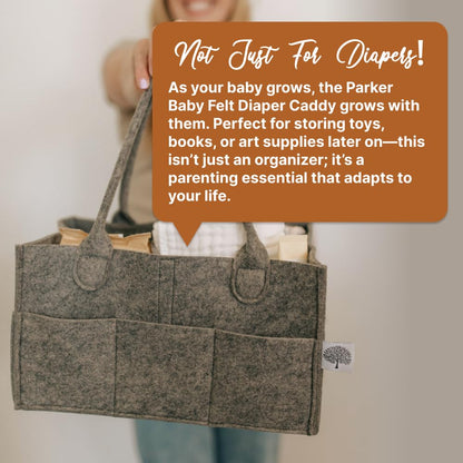 Parker Baby Co. Diaper Caddy - Large Charcoal Nursery Storage Bin & Car Organizer for Diapers