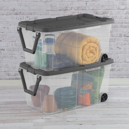 160 Quart Heavy Duty Wheeled Storage Bin with Lid & Handles