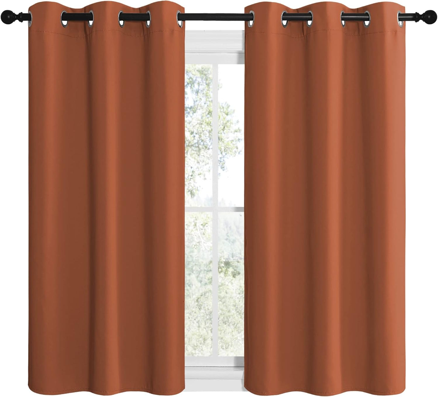 NICETOWN Blackout Curtains - Burnt Orange Thermal Insulated Drapes for Bedroom | 48" Long, 42" Wide (1 Pair)