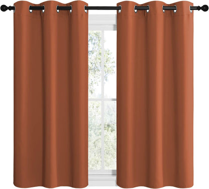 NICETOWN Blackout Curtains - Burnt Orange Thermal Insulated Drapes for Bedroom | 48" Long, 42" Wide (1 Pair)