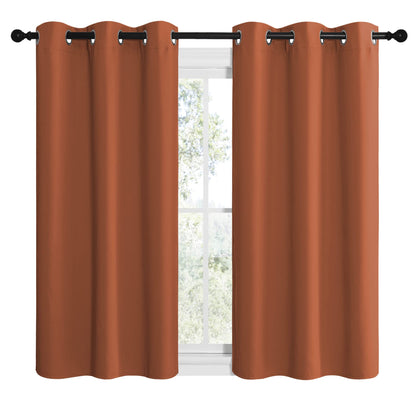 NICETOWN Bedroom Curtains 50 inches Long, Privacy and Thermal Insulated Blackout Drapes for Windows (Burnt Orange, 1 Pair, 42 x 50 inches)