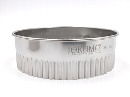 JOKUMO 11 Piece Graduated Sizes Fluted Edge Round Pastry/Cookie Cutter Set Heavy Duty 18/8 304 Stainless Steel – Metal Engrave Size –Tin Storage Box for Scones, Pastries, Baking, Desserts, Muffins,