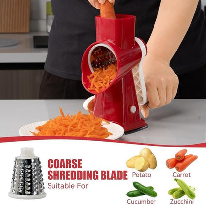 KEOUKE Rotary Cheese Grater - Hand Crank Shredder with 3 Stainless Steel Blades | Safe & Efficient Kitchen Tool