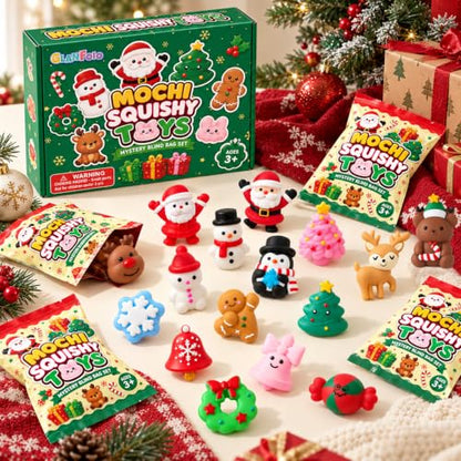 Christmas Squishy Toys 32 Pack Kids Holiday Party Favors & Stocking Stuffers