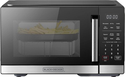 BLACK+DECKER 5-in-1 Microwave Oven - Air Fry, Bake, Roast & Convection Cooking - 0.9 Cu. Ft. Stainless Steel