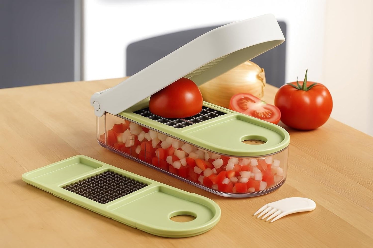 Vidalia Chop Wizard - Vegetable & Fruit Chopper with 2-Cup Base | Stainless Steel Blades, Dishwasher Safe