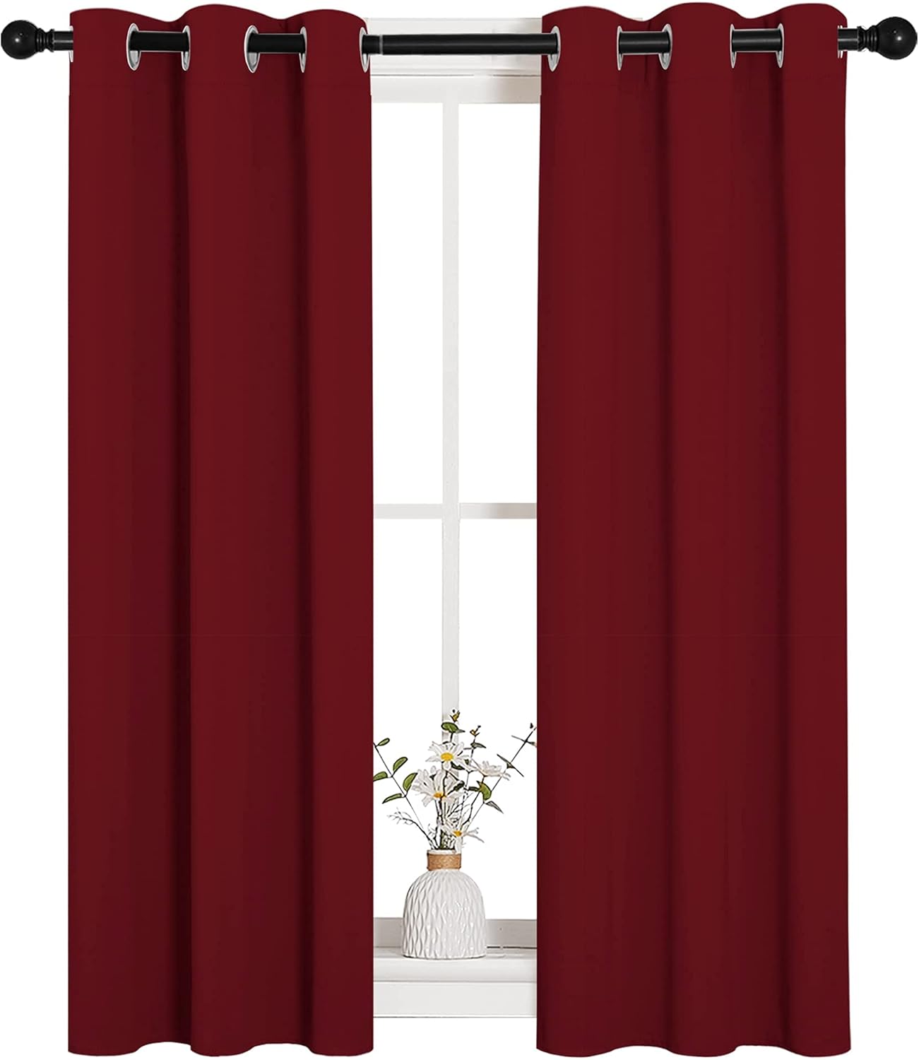 NICETOWN Burgundy Blackout Curtains - Thermal Insulated Drapes for Living Room | 29x45 Inches (1 Pair)