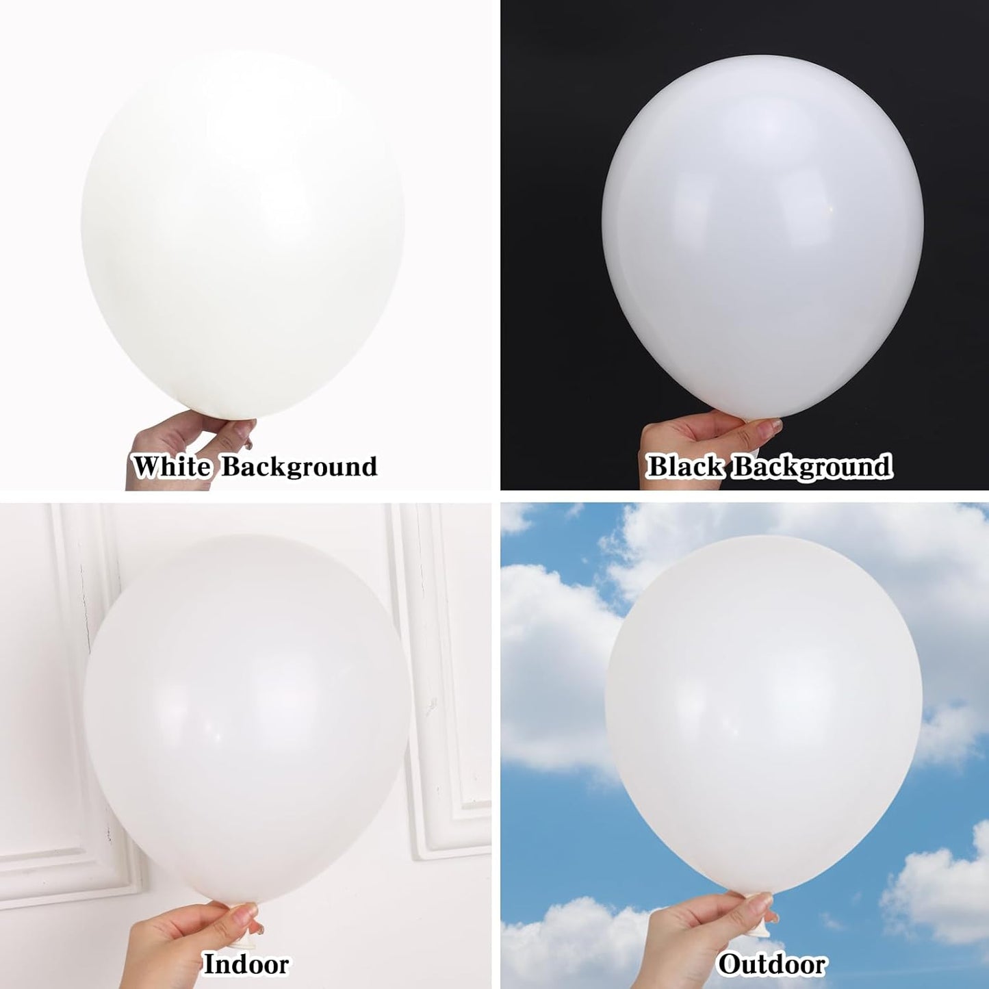 RUBFAC 154-Piece White Latex Balloon Set - Various Sizes for Birthday, Wedding & Baby Shower Decor