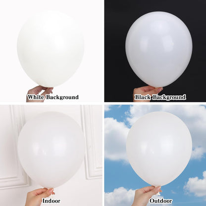 RUBFAC 154-Piece White Latex Balloon Set - Various Sizes for Birthday, Wedding & Baby Shower Decor