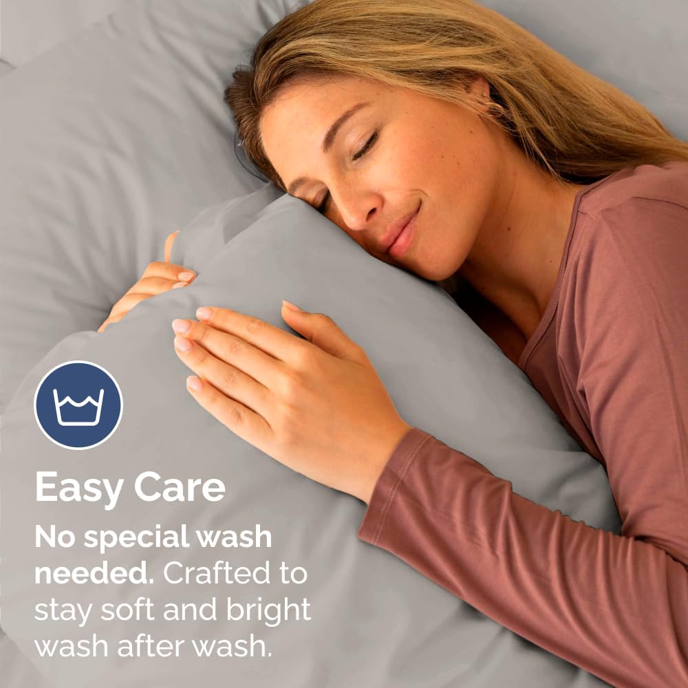 Skiennix Standard Pillow Cases Set of 4 - Ultra Soft Hotel Quality Covers - Machine Washable Light Grey