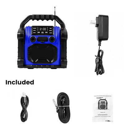 Ottosing 30W Jobsite Radio Speaker IPX66 Waterproof Bluetooth FM Clock LED Light – Blue
