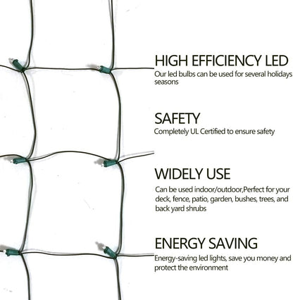 Skiennix 100 LED Christmas Net Lights - 5ft x 5ft Outdoor/Indoor Mesh Decoration, Warm White