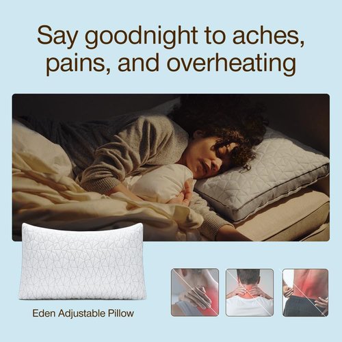 Coop Home Goods Eden Bed Pillow - Medium Soft Memory Foam Cooling Gel | Queen Size for All Sleep Positions