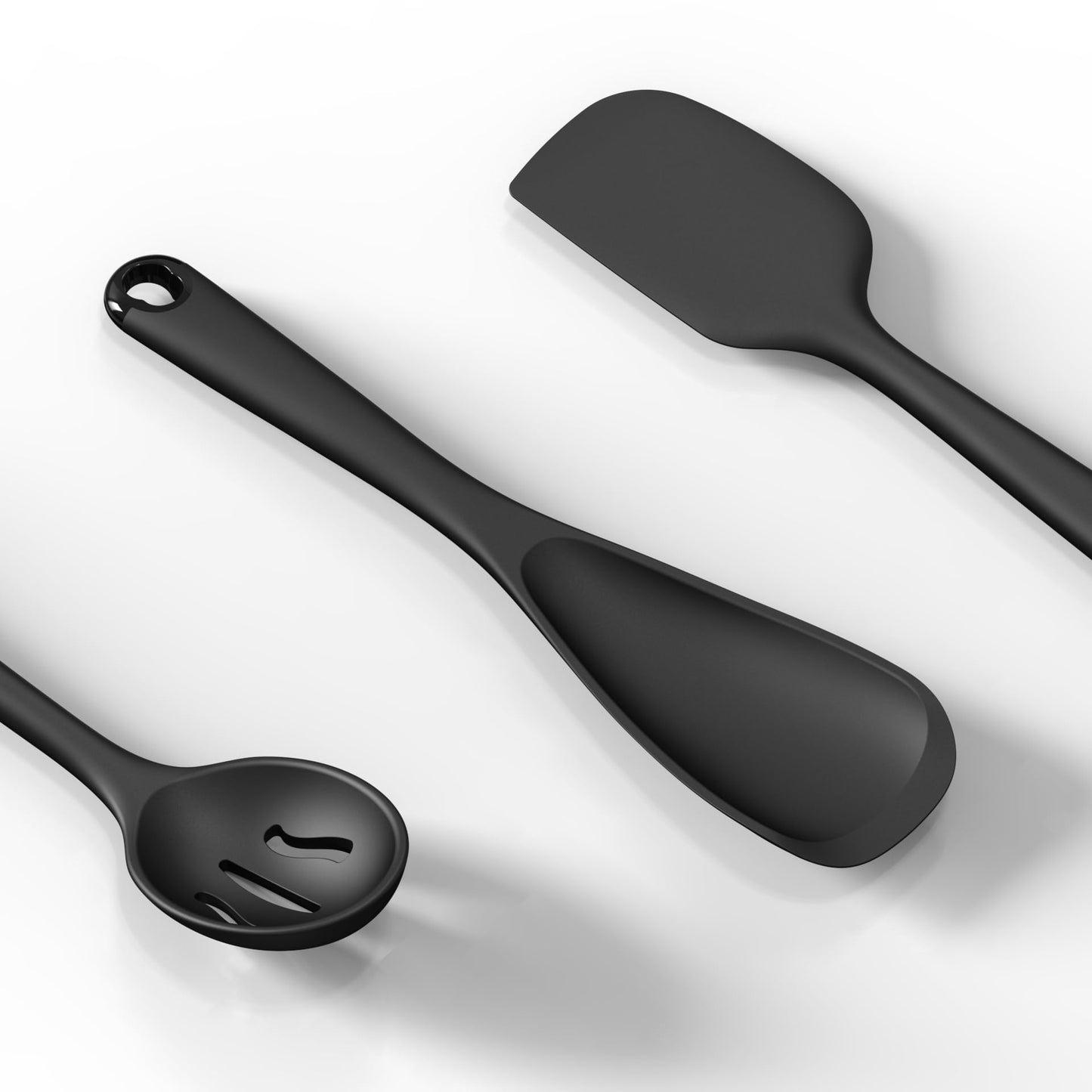 Silicone Kitchen Utensils Set, 600°F Heat Resistant Silicone Cooking Utensils, Spatula, Spoon, Whisk, Tongs, Kitchen Gadgets Tools Sets for Nonstick Cookware, Dishwasher Safe BPA Free (Black)