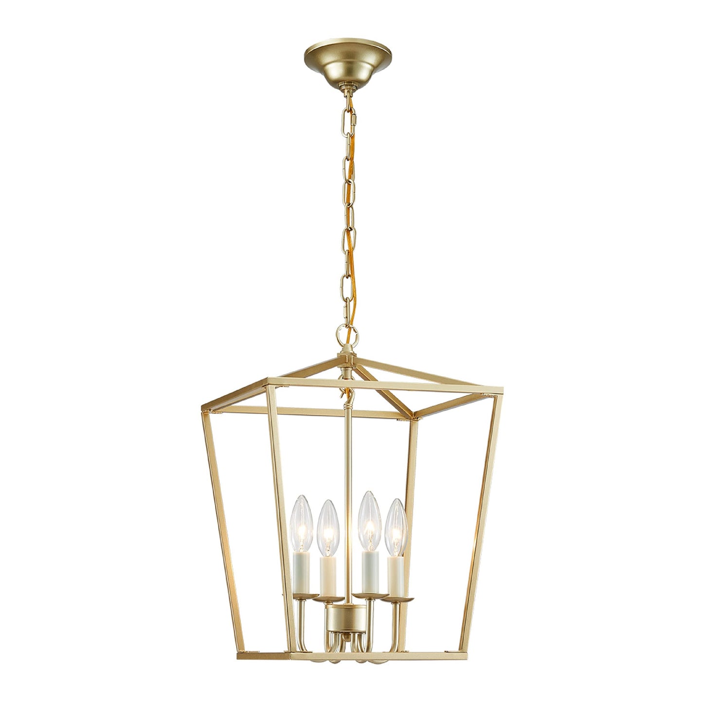 ANJIADENGSHI Vintage Lantern Pendant Light 4 Light Lantern Chandelier Farmhouse Gold Pendant Light for Kitchen Island Entryway Dining Room Hallway Bar Cafe(Bulbs Not Included)