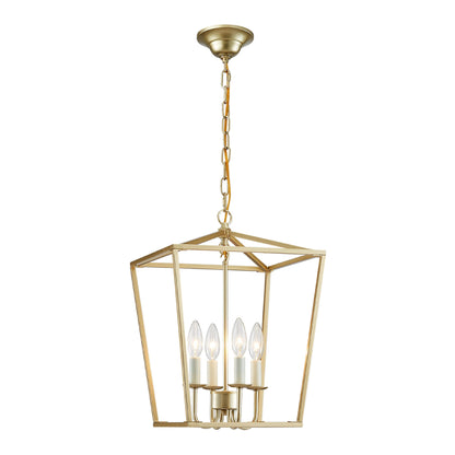 ANJIADENGSHI Vintage Lantern Pendant Light 4 Light Lantern Chandelier Farmhouse Gold Pendant Light for Kitchen Island Entryway Dining Room Hallway Bar Cafe(Bulbs Not Included)