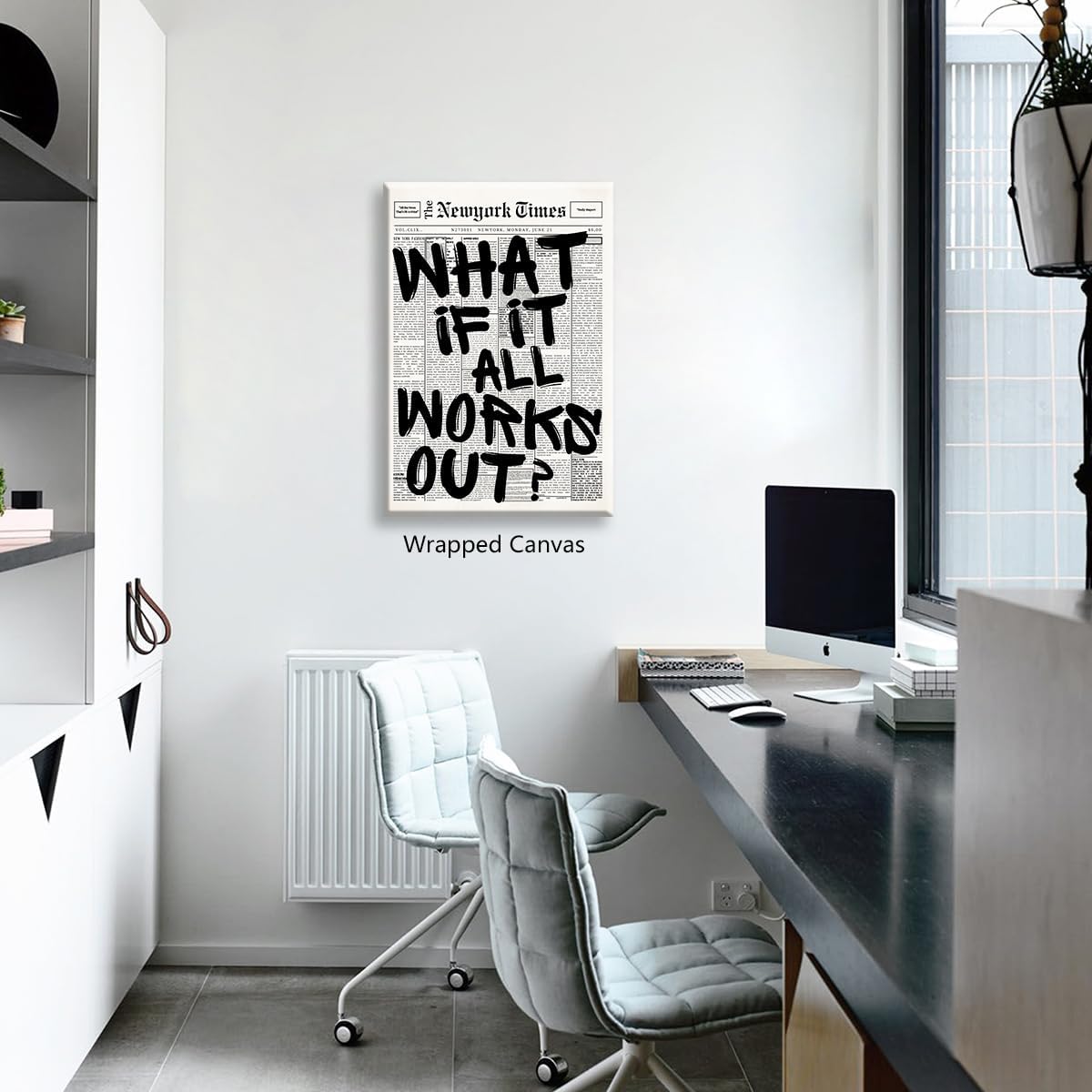 What If It All Works Out Canvas Wall Art - Black & White Inspirational Poster | 8x12in Unframed