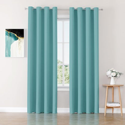 ChrisDowa Blackout Curtains - 84-Inch Thermal Insulated Grommet Panels for Bedroom & Living Room (Aqua, 2 Panels)