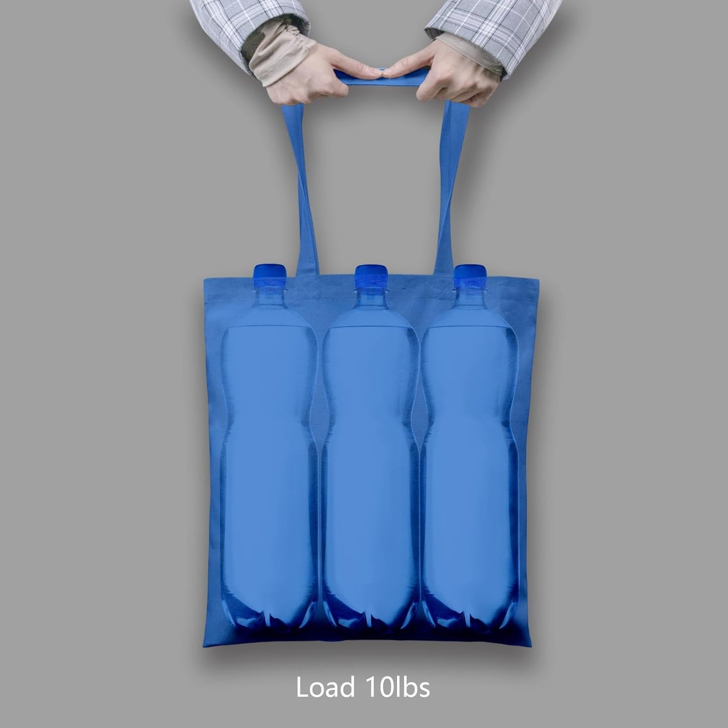 TOPDesign 24-Pack Ocean Blue Cotton Tote Bags - Lightweight Reusable Grocery Bags for DIY & Promotions