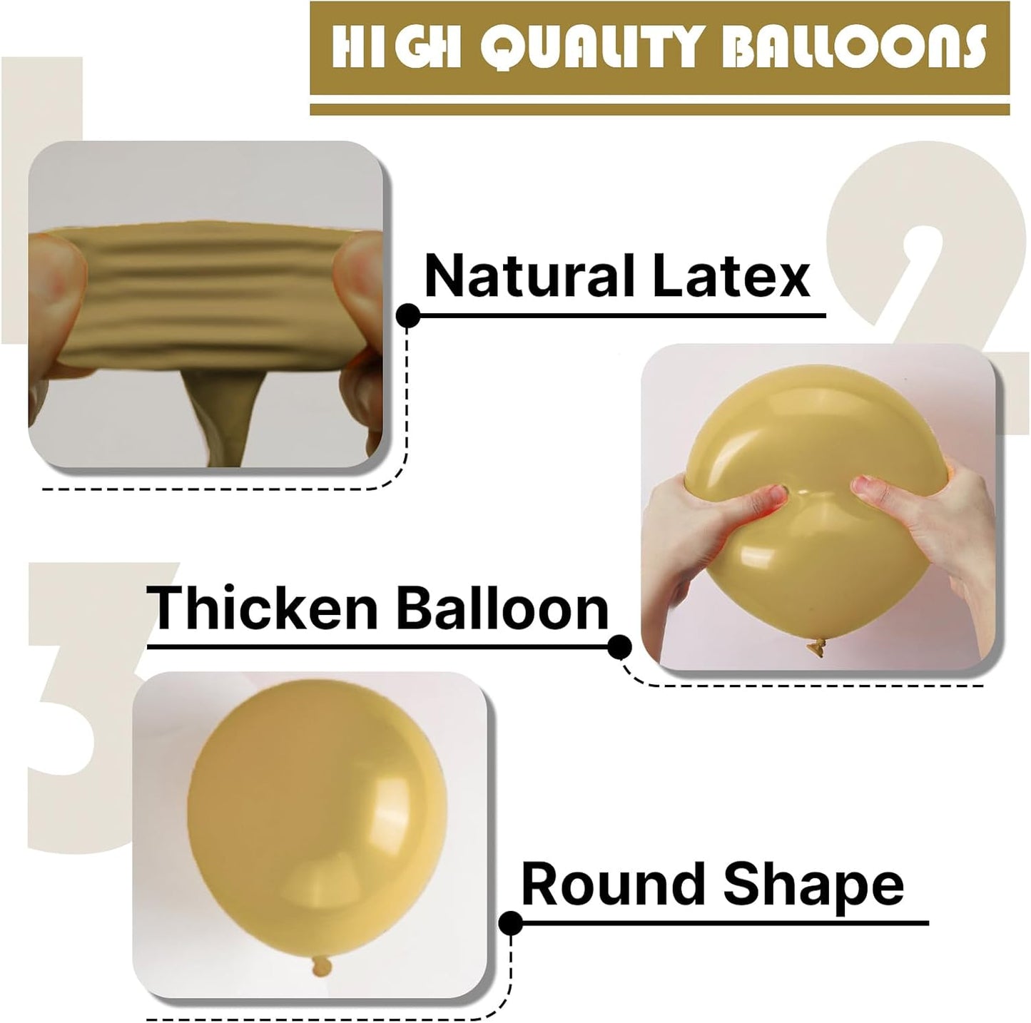 PartyWoo Tan Balloons - 100 Pcs Light Brown Neutral Boho Arch Kit | 5-18 Inch Sizes for Weddings & Parties