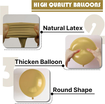 PartyWoo Tan Balloons - 100 Pcs Light Brown Neutral Boho Arch Kit | 5-18 Inch Sizes for Weddings & Parties