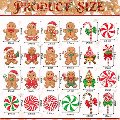 Christmas Fridge Magnets Set - Gingerbread Man & Candy Holiday Decor