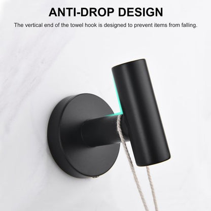 SetSail Towel Hooks for Bathrooms 4 Packs Screw-in Matte Black Bathroom Towel Hook Wall Mounted Stainless Steel Shower Towel Hooks for Coat Hanging, Drill Hole
