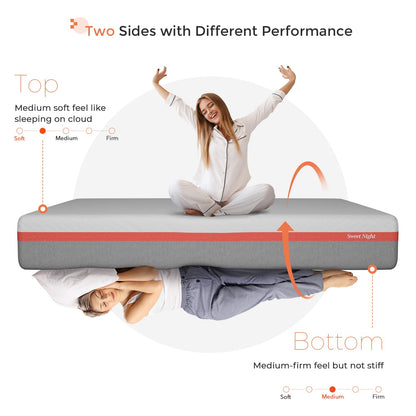 Sweetnight 12 Inch Queen Gel Memory Foam Mattress, Cool Sleep & Pressure Relief, Plush Mattress with Motion Isolation, Clarity