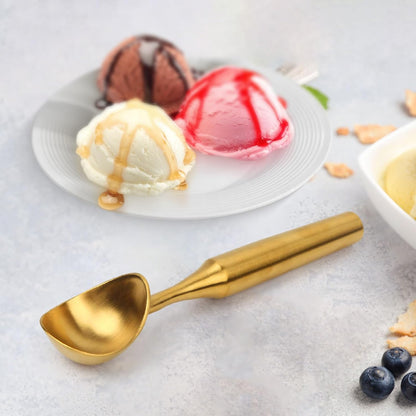 Skiennix Heavy-Duty Ice Cream Scoop - 4.5 oz Durable Stainless Steel, Corrosion-Resistant, Gold Finish