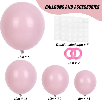 RUBFAC Dusty Pink Balloons - 129-Piece Latex Garland Kit for Baby Showers & Weddings | 5-12 Inch Sizes
